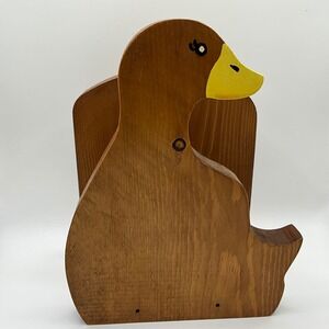 Wooden Duck Magazine Holder Napkin Holder Desk Organizer Farmhouse Rustic‎ Decor